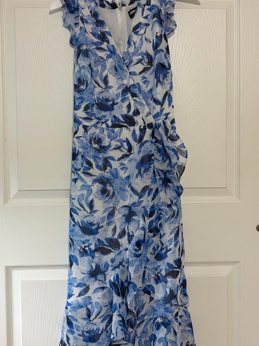 Karl Lagerfeld Blue and White Floral Midi Dress